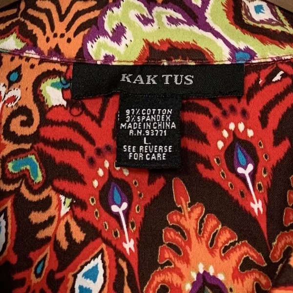 Kaktus Jacket Size Large Stretch Colorful 3/4 Sleeve Artsy Earthy Boho Tribal - Image 4