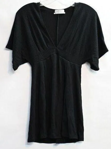 Urban Outfitters Claudia Dress Ribbed Knit Plunging Mini Size XS Black - Image 2