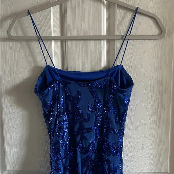 Windsor‎ Blue Sequin Mesh Stretchy Prom Homecoming Mini Dress Size XS - Image 9