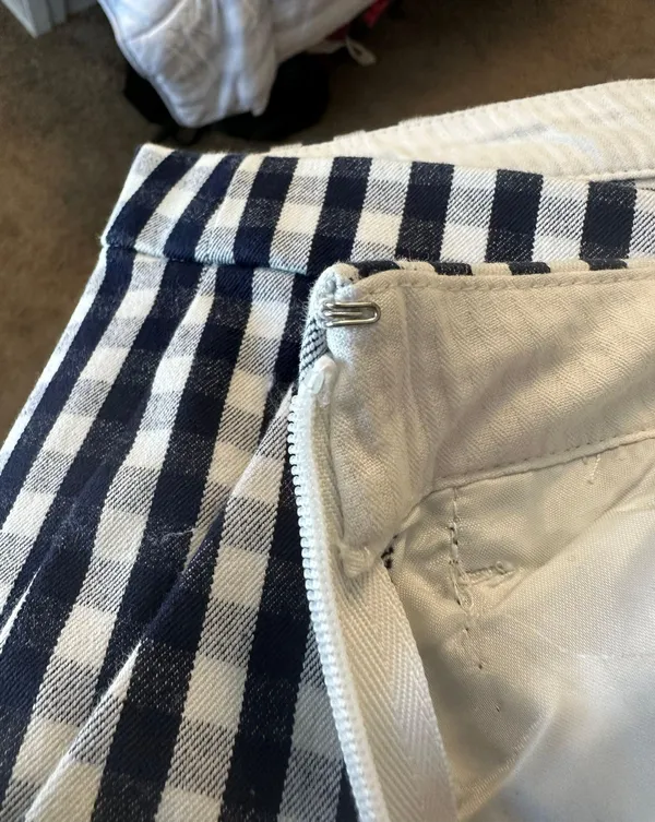 Navy and White J Crew Checkered Tailored Slacks - Image 6