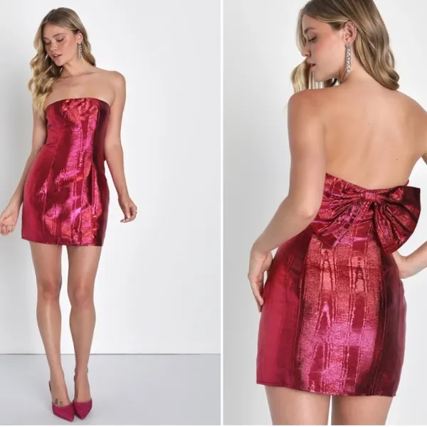 LULUS Date Night Sexy Prom Wedding Cocktail Party Strapless Mini Dress - Image 2