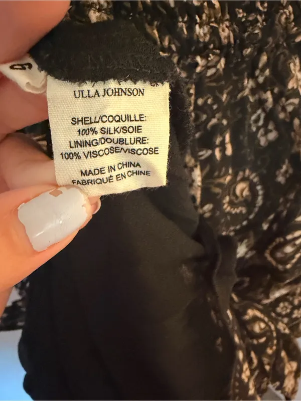 Ulla Johnson Black Floral Asymmetrical Midi Dress 100% Silk - Image 12
