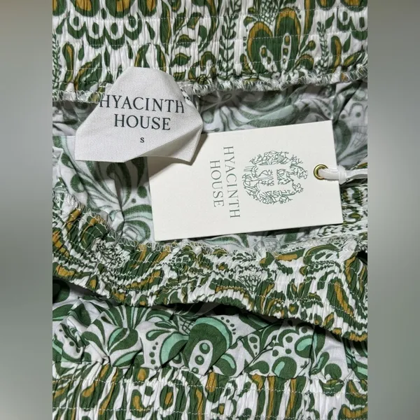 Hyacinth House Gina One Shoulder Crop Top Green Floral Cotton NWT Size S - Image 9