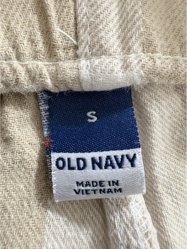 Pajama Pants S Beige White Plaid Old Navy Cotton Straight Leg Sleepwear - Image 5