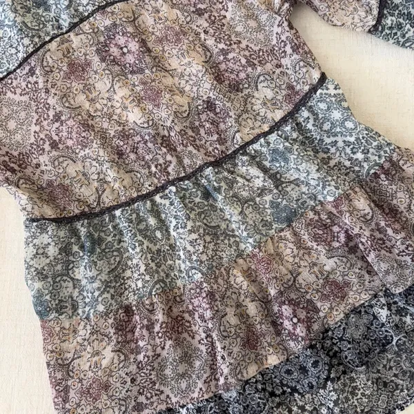 Knox Rose Patchwork‎ Paisley Boho Peplum Blouse XS Cottagecore Top - Image 6