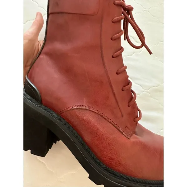Frye Savannah Leather Classic Lace Up Streetwear Combat Heeled Boots 8.5 - Image 2