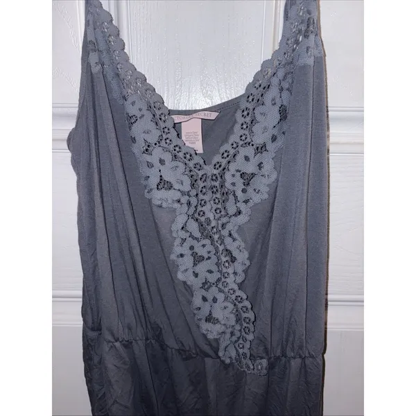 Victoria's Secret Sleeper, Pajama Romper, One Piece Shorts, Size Medium, Gray - Image 2