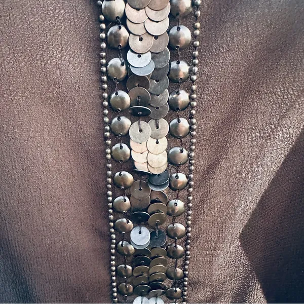 Ecote Sheer black tank with metallic beads and sequins - Image 11