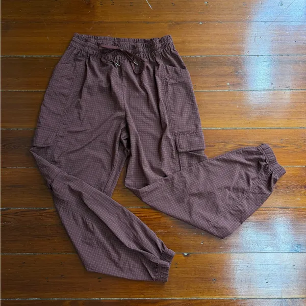Fabletics Ripstop Cargo Brown Check Trendy Casual Quick Dry Joggers Sz M 💚🍄 - Image 12
