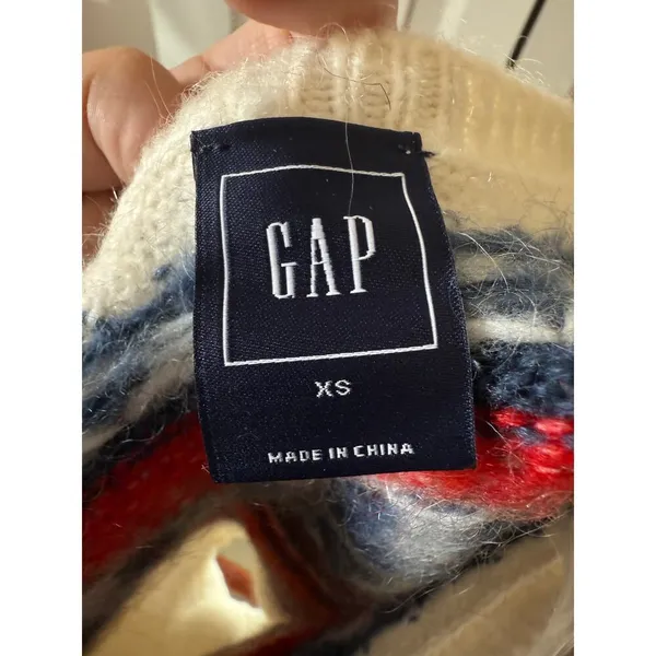 Gap Fair Isle Snow Cap Scandi Nordic Mohair Wool Sweater Sz‎ XS - Image 2