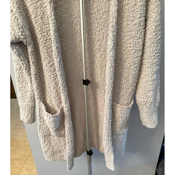 MEROKEETY Women's Off White‎ POPCORN BATWING SLEEVE OVERSIZED CARDIGAN Size S - Image 3