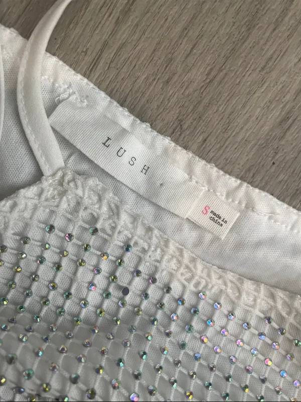 Lush Clothing White Beaded Mesh Slip Dress - Image 2
