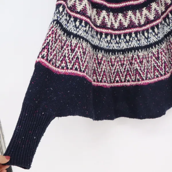Sleeping on Snow Sweater Womens O/S Fair Isle Dolman Navy Pink Knit Excellent - Image 4