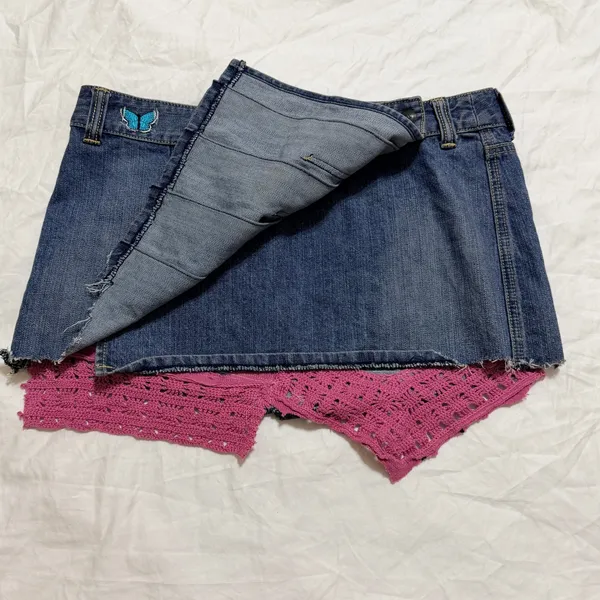 Vintage Abercrombie & Fitch Mini‎ Skirt Womens Size 6 Blue Denim Pleated Y2K 90s - Image 10