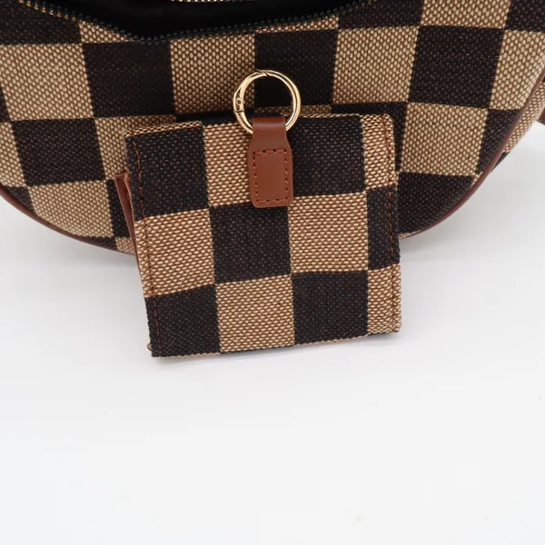 Unbranded Crossbody Bag Womens OS Checkered Brown Crescent Sling Pouch Excellent - Image 7
