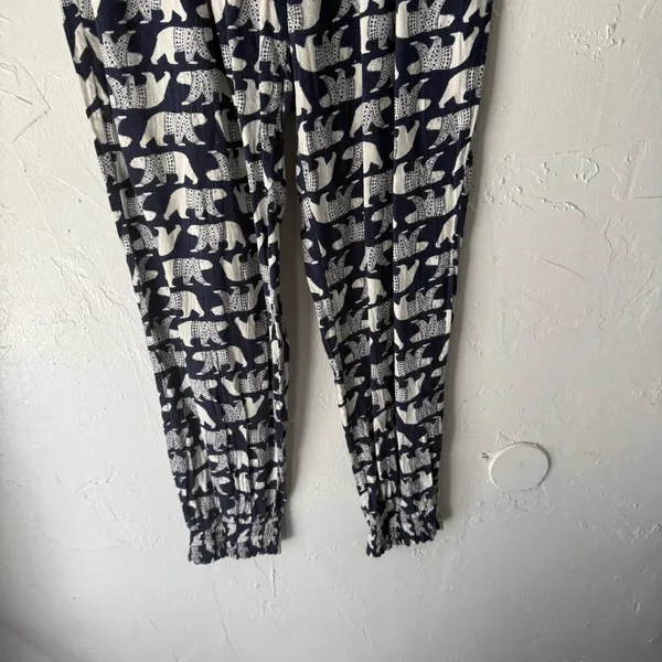 Aerie Lounge Pants White Polar Bear Print Elastic Waist Casual‎ Joggers Large - Image 3