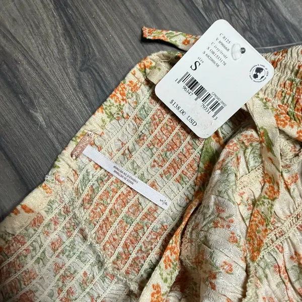 Free People Cream Romper with Orange Floral Print - Image 4
