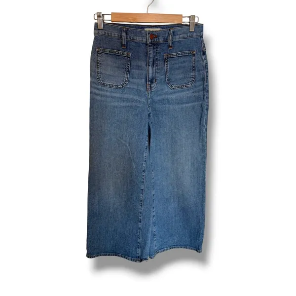 Madewell Wide Leg Crop Jeans Womens 26 Blue High Rise Patch Pocket Denim - Image 2