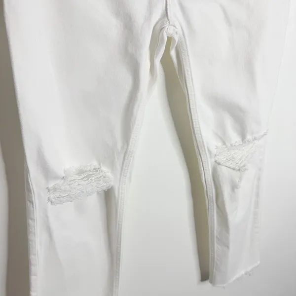 Re/Done 70s Stove Pipe Jean White Ripped Knees Raw Hem Size‎ 29 Rigid Button Fly - Image 8