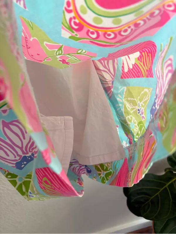 VTG Lilly Pulitzer Sleeveless Lined Multicolored Floral Check V Neck Dress Sz 6 - Image 5
