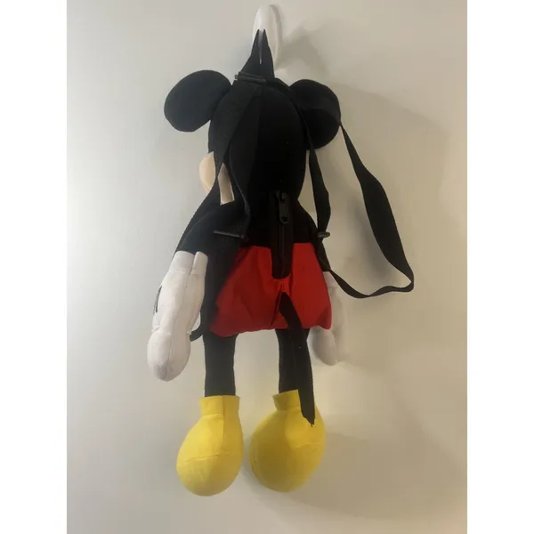 Disney Mickey Mouse Plush Mini Backpack Bag Kids Toddler Black Red Zipper Straps - Image 5