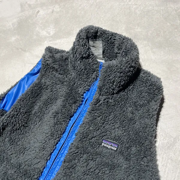Vtg Patagonia Reversible Fleece Zip Up Sherpa Pile Vest Blue Grey Women's SZ S - Image 2