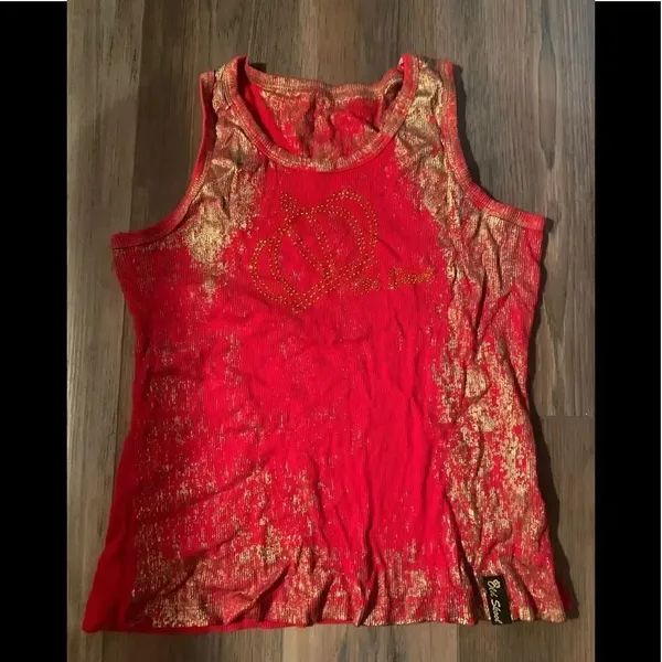 Dolls Kill Y2k old skool embellished gold tank - Image 2