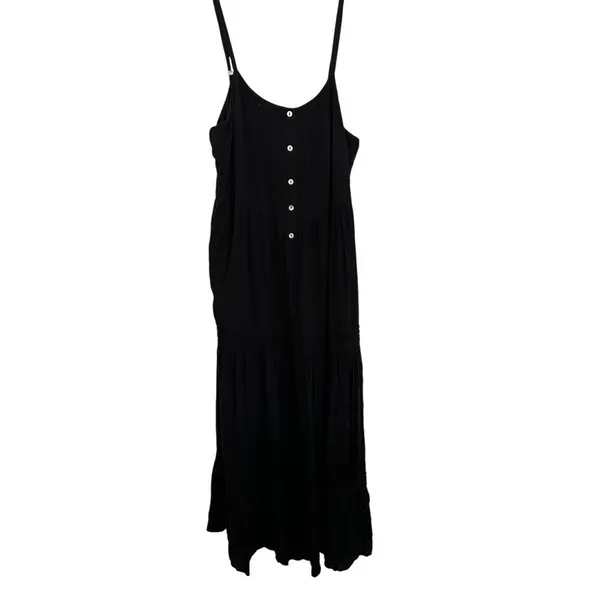 Lulus Favorite of the Day Tiered Maxi Dress Women XL Lined Black Boho Beach - Image 3
