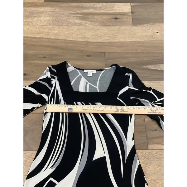 White House Black Market S Black White Pattern Shift Dress Square Neck - Image 7