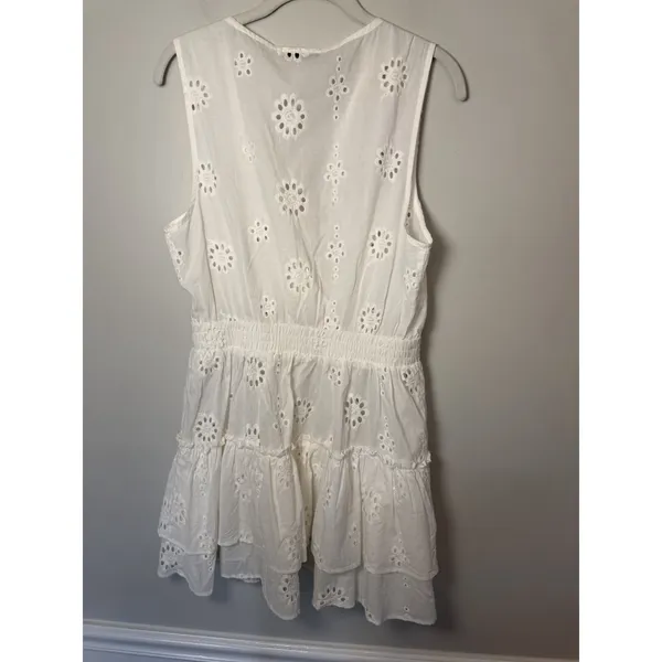Aqua Eyelet Sleeveless Swim Coverup White Sz M NEW - Image 4