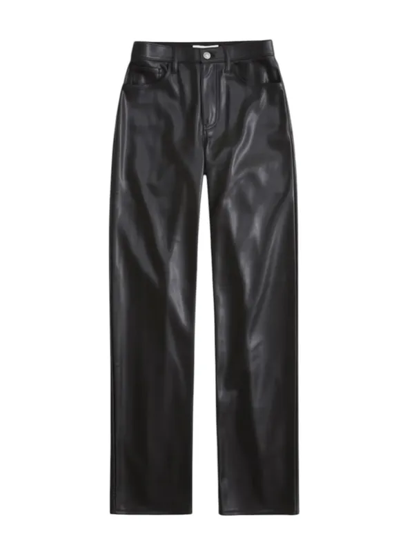 Abercrombie Curve Love High Rise 90s Relaxed Vegan Leather Pant Black Size 26 - Image 4