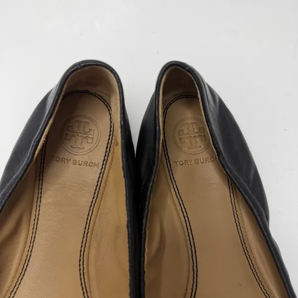 Tory Burch Minnie Cap Toe Ballet Flats All Black Size 6.5 Casual Logo Medallion - Image 4