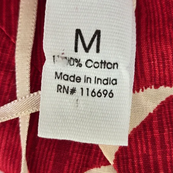 Red and white Print Cotton Strappy Dress Fit And Flare M - Image 11