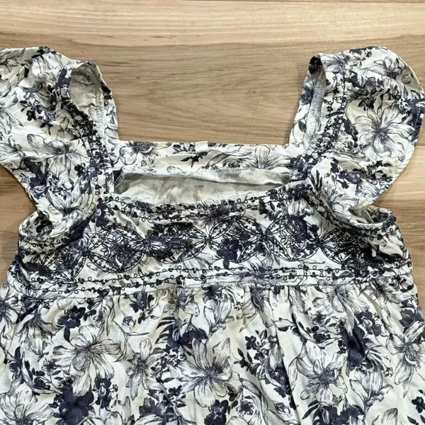 Blu Pepper White Blue Floral Tank Top Blouse Shirt Women’s Large - Image 4