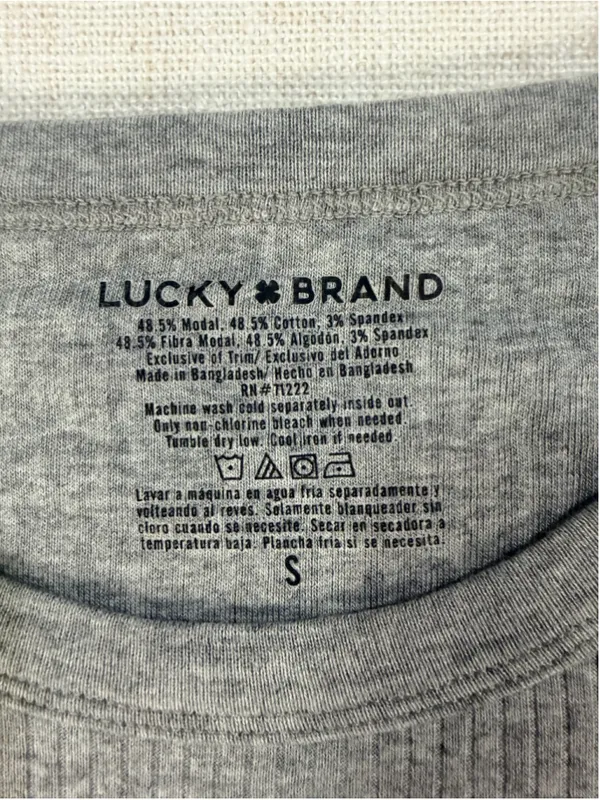 Lucky Brand Modal Rib Short Sleeve Crewneck T-Shirt Heather Grey Small - Image 2