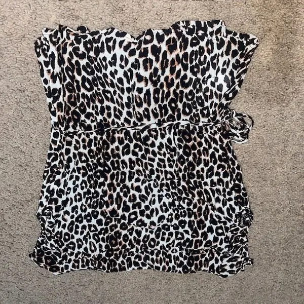 Reformation April Moxie Wrap Top Leopard Animal Print‎ Brown XS - Image 6