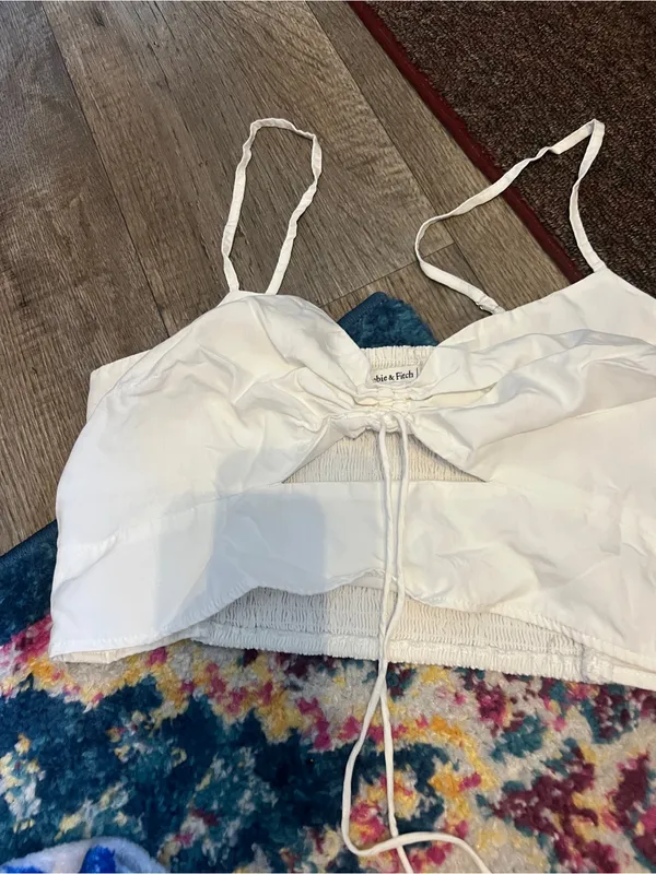 Abercrombie White Tie-Front Cropped Cami Top - Image 5
