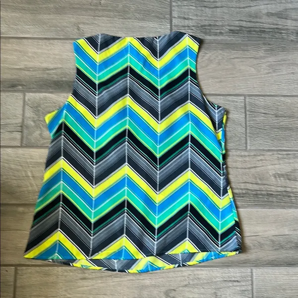 Banana Republic Chevron Blouse - Blue, Green, Yellow, Black - Image 5