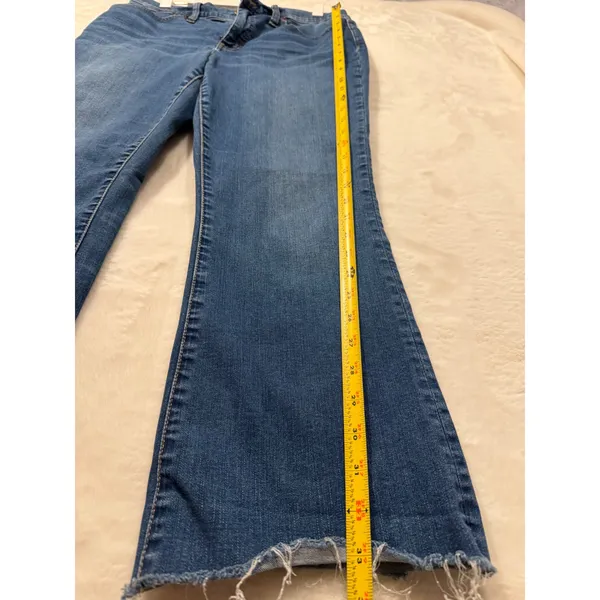 Madewell Cali Demi-Boot Jeans Womens 30 High Rise Raw Hem Medium Wash Blue Flare - Image 5