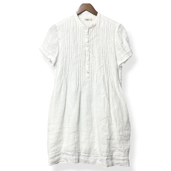 Faherty Gemina Pintuck Dress 100%‎ Linen White Coastal Boho Cottagecore Women XS - Image 2