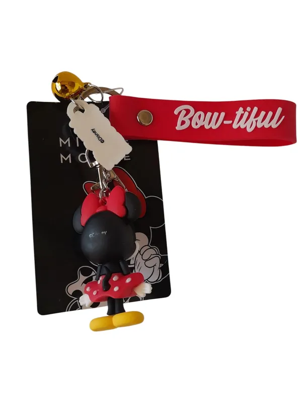 Disney Minnie Mouse 3D Keychain Wristlet Bowtiful Red Bag Charm + Stickers Set - Image 2