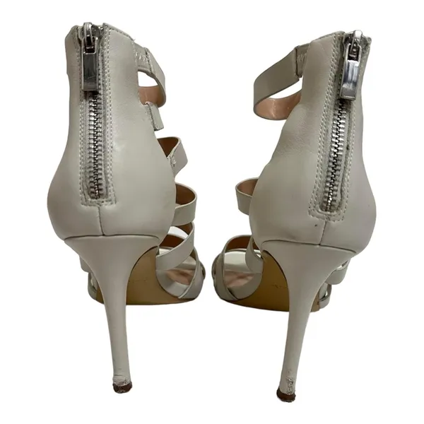 Charles David Velma White Caged‎ Leather Strappy Heels Sandals Size 7.5 - Image 6
