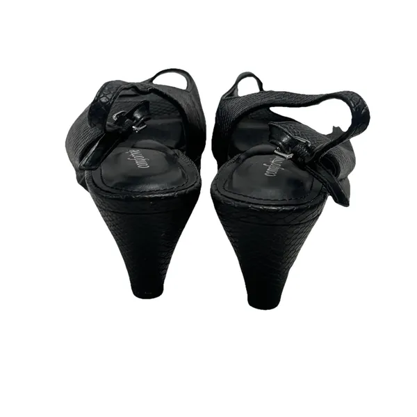 Comfortview Women’s Slingback Heels Open Toe Black Snake Embossed Size 9.5 WIDE - Image 3