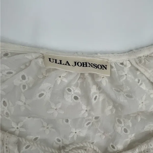 ULLA JOHNSON Cara Eyelet Blouse blanc Sz 4‎ - Image 7