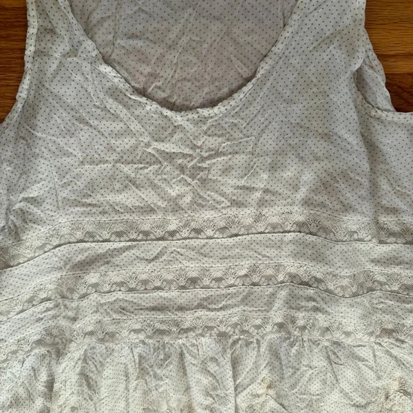 Intimately Free People Polka Dot Lace Ruffle slip Tank Top Small White Boho - Image 3