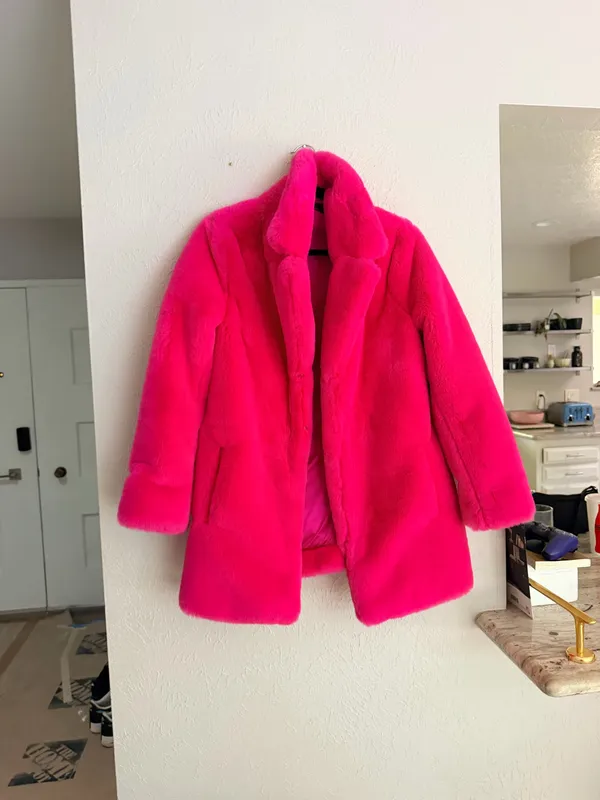 Majorelle Amora hot pink fuschia faux fur oversized coat S - Image 11