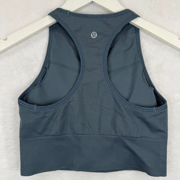 Lululemon Ebb to Train Bra Iron Blue High Neck Racerback Sports Bra Size 6‎ - Image 5