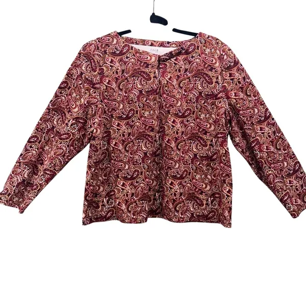 Talbots Paisley Blouse Brown XL‎ - Image 2
