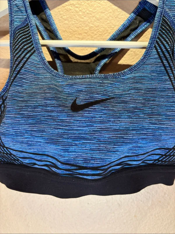 Nike Pro Hyper Classic Women’s Lined Sports Bra Size Small Blue Black - Image 3