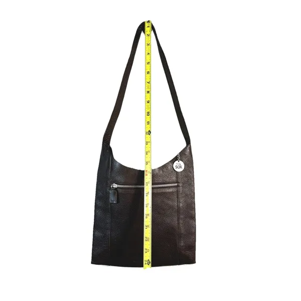 Brown Pebbled Leather Hobo Shoulder Bag The Sak Minimalist Zip Pocket Purse Y2K - Image 6